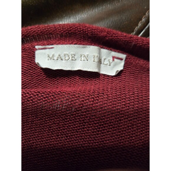 Burgundy Animal Print Leopard Made In Italy 90s Slouch oversized Sweater 2XL - Picture 5 of 5